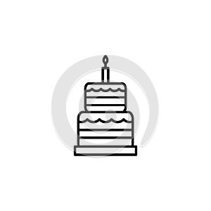 Birthday cake candle sweet and candies icon line