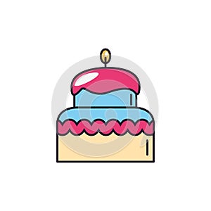 Birthday cake candle sweet and candies icon line fill