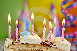 Birthday cake and candles background