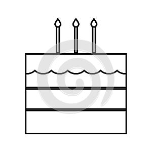 Birthday cake with candles. Celebration icon. Vector illustration. EPS 10.
