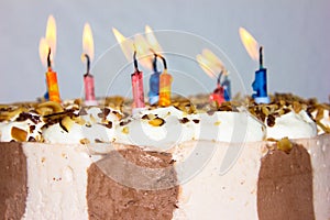 Birthday cake. candles happy birthday congratulation