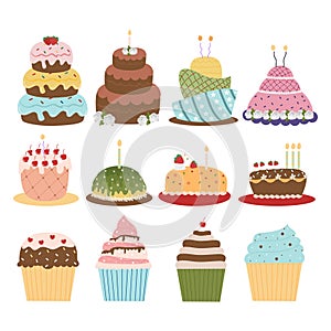 Birthday Cake Cartoon Illustration