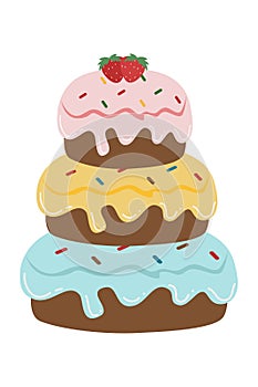 Birthday Cake Cartoon Illustration