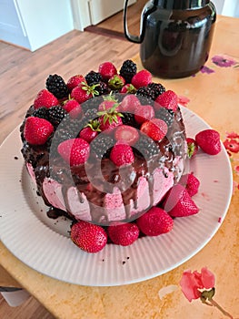 Birthday cake colorful with berries