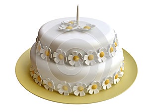 Birthday Cake Decorated with Marzipan Flowers