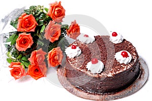 Birthday cake and flowers