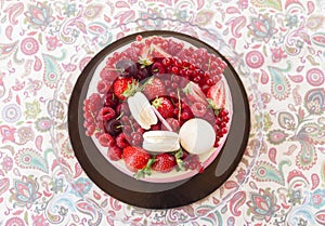 Birthday cake with fresh summer fruit