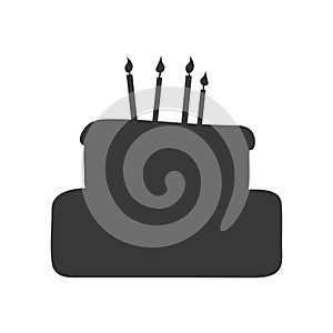 Birthday cake icon vector illustration on white background. EPS