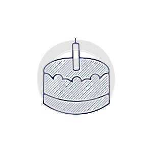 birthday cake line icon. birthday cake hand drawn pen style line icon