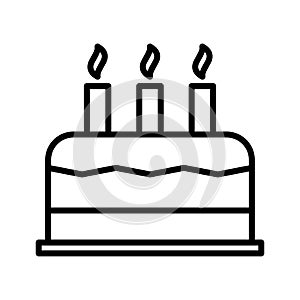 Birthday cake line icon. Pictogram isolated on white background