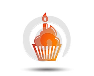 Birthday cake sign icon. Burning candle symbol.