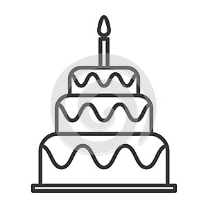 Birthday Cake. Simple food icon in trendy style isolated on white background for web apps and mobile concept. Vector Illustration