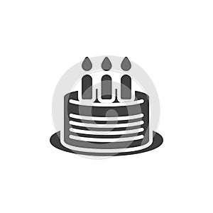 Birthday cake with three candles vector icon
