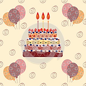 Birthday cake with three candles