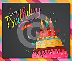Birthday cake vector card with cake