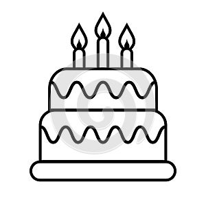 Birthday cake vector line icon