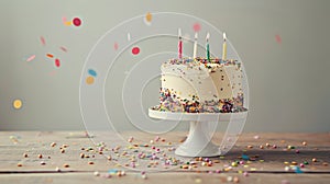 Birthday Cake With White Frosting and Sprinkles