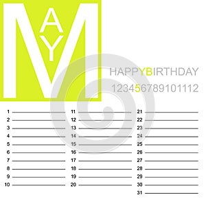 Birthday calendar may