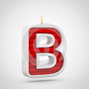 Birthday candle letter B uppercase isolated on white background.