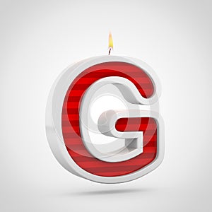 Birthday candle letter G uppercase isolated on white background.