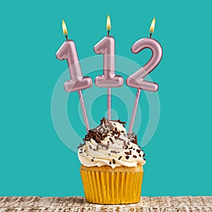 Birthday candle number 112 - Aquamarine card design