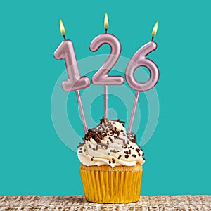Birthday candle number 126 - Aquamarine card design