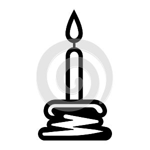 Birthday candle silhouette icon in black color. Vector template for tattoo or laser cutting