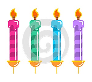 Birthday Candles for cake set. Holiday candlelight.