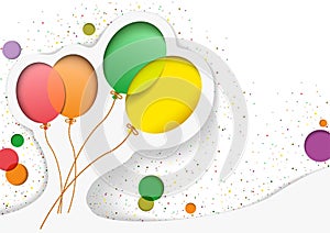 Birthday Card with Balloons in the Style of Cutouts