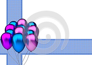 Birthday card with blue and purble party balloons