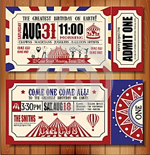 Birthday card with Circus Ticket