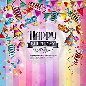 Birthday card with colorful curling ribbons