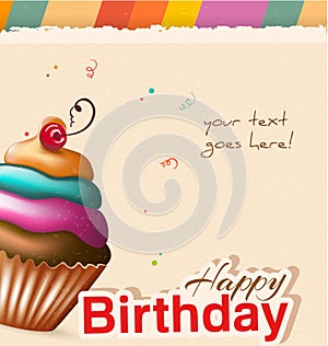 Birthday card with cupcake and text