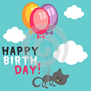 Birthday card cute kitty