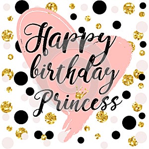 Birthday card Design elements for little princess, glamour girl and woman. vector illustration.