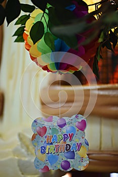 Birthday Card Hanging from Cieling Decorative