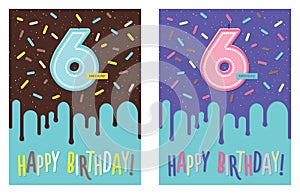 Birthday card with number 6 celebration candle