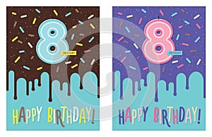 Birthday card with number 8 celebration candle
