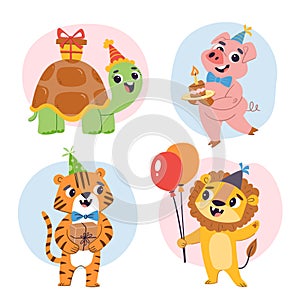 Birthday Cartoon Animal sticker Set