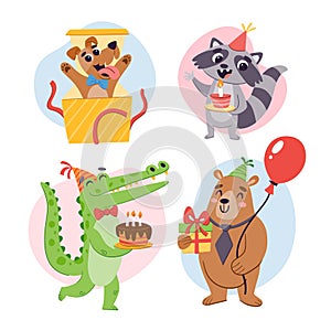Birthday Cartoon Animal Sticker Set