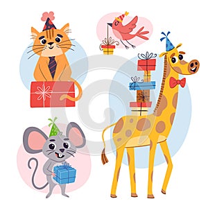 Birthday Cartoon Lovely Animal Sticker Set