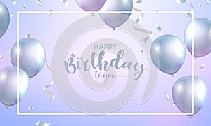 Birthday Celebration frame party banner with gray balloons background