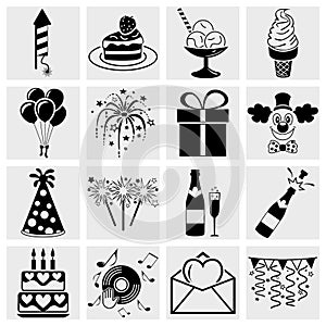 Birthday Celebration and Party - icons set