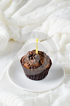 Birthday chocolate muffins or capkakes.