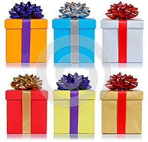 Birthday christmas gifts collection presents isolated on white background