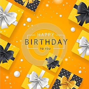 Birthday Concept Banner Card with Realistic 3d Detailed Elements. Vector