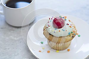Birthday confetti vanilla cupcake with gumboil