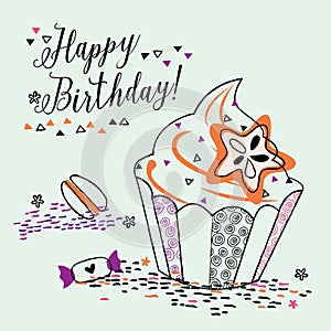 Birthday cupcake illustration