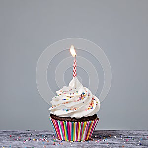 Birthday Cupcake with red candle