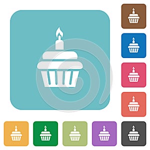 Birthday cupcake rounded square flat icons